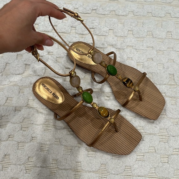 🆕 Alba Stone Trim Thong Sandals - Gold - Picture 5 of 6